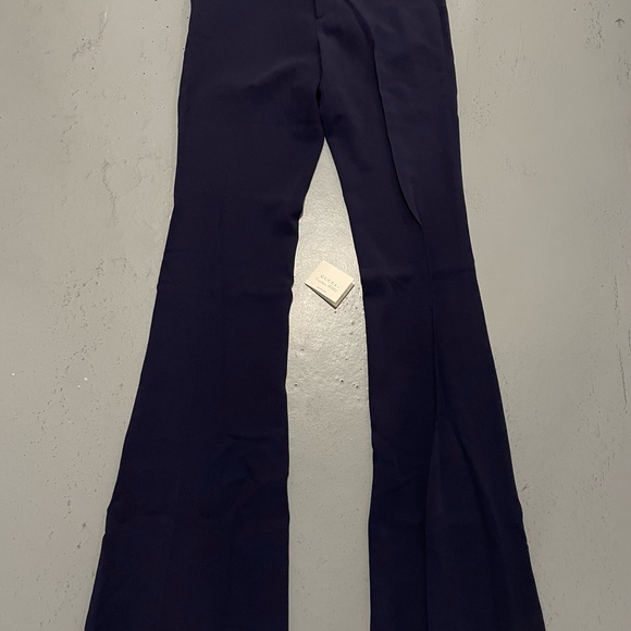 Gucci Cady Stretch Flared Trousers - Navy Blue - Picture 8 of 9